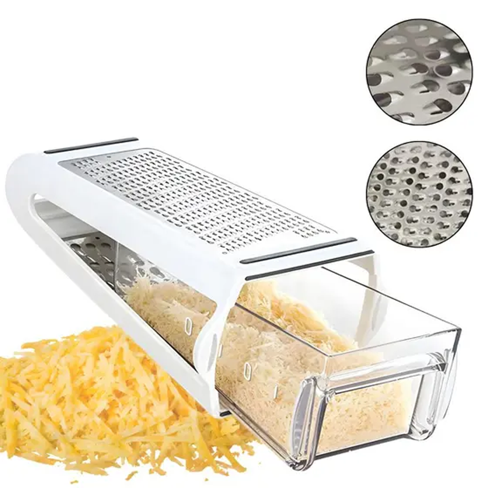 Stainless Steel Cheese Grater With Container Durable Vegetable Grater With Handle, Non Slip Base, And Easy Storage Stainless Steel Cheese Grater With Container Durable Vegetable Grater With Handle, Non Slip Base, And Easy Storage