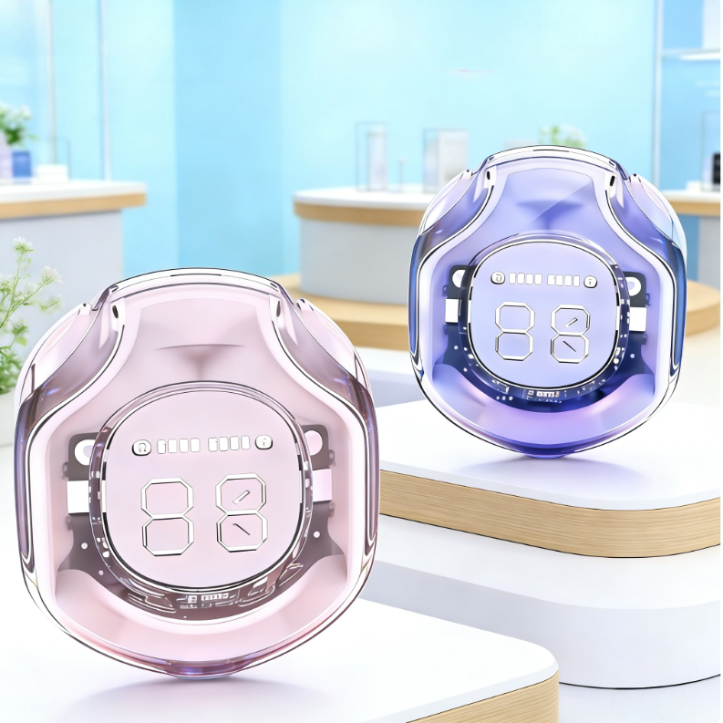T8 Wireless Bluetooth Headset With LED Power Display Digital Wireless Earphones pink