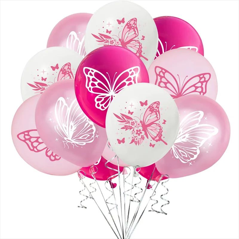 Butterfly Theme 12 Inch Latex Balloon Set pink 1 Pack