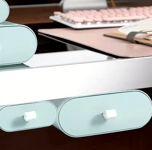 SlideAway Concealed Self Adhesive Under Desk Drawer For Smart Hidden Storage yxct White S