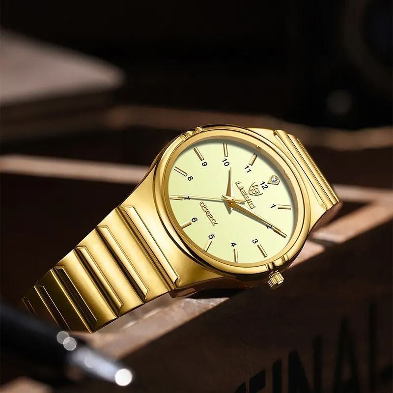 Luxury Golden Stainless Steel Quartz Watch Elegant Japan Movement Wristwatch For Men And Women women Luminous