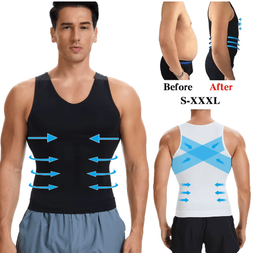 Compression Slimming V Neck Shapewear Tank Tummy Control Muscle Base Layer 2pcs m