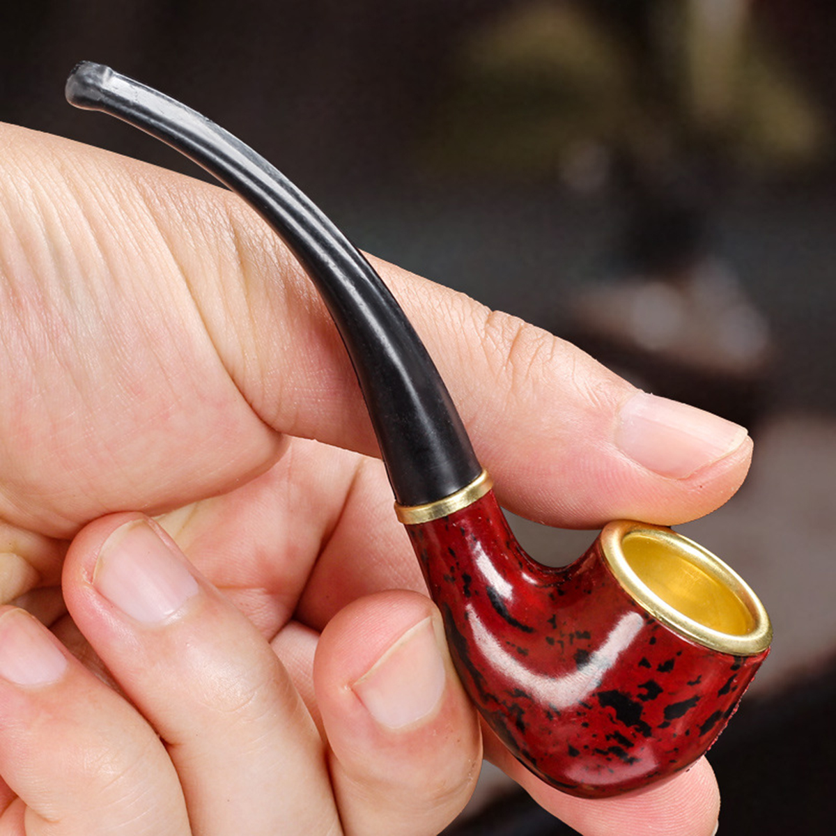 High Quality New Design Classic Solid Tobacco Pipe Vintage Smoking Accessories Durable Free Smoke Pipe red