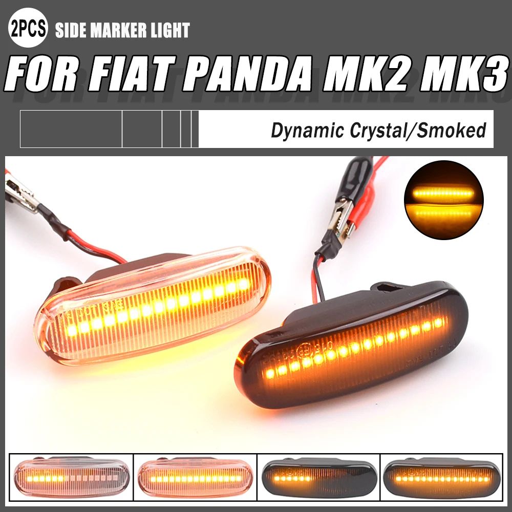 Premium Dynamic LED Turn Signal Side Marker Lights For Fiat Panda & Grande Punto dynamic Smoked