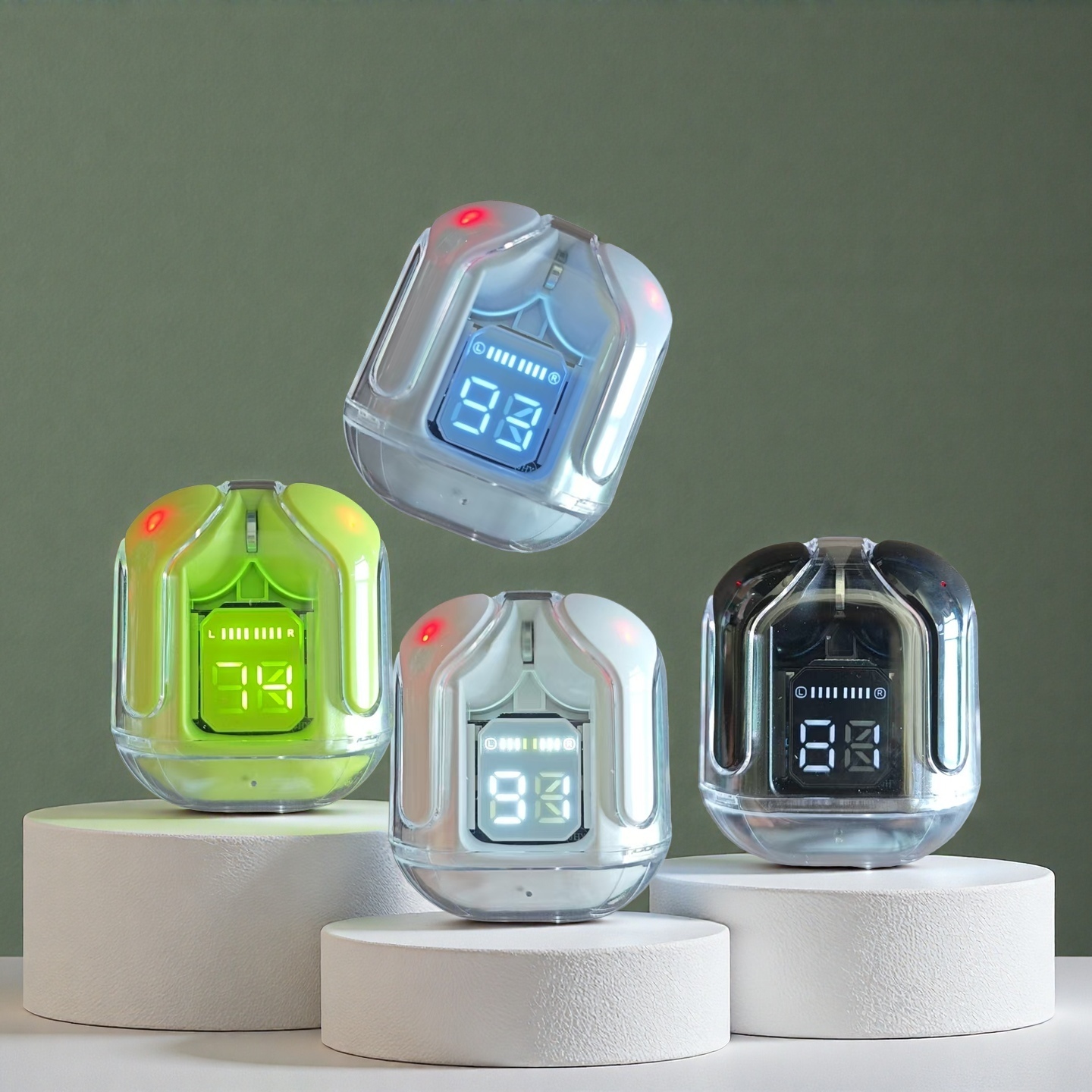 Transparent Wireless Bluetooth Headset HIFI Sound Wireless Earphones pink