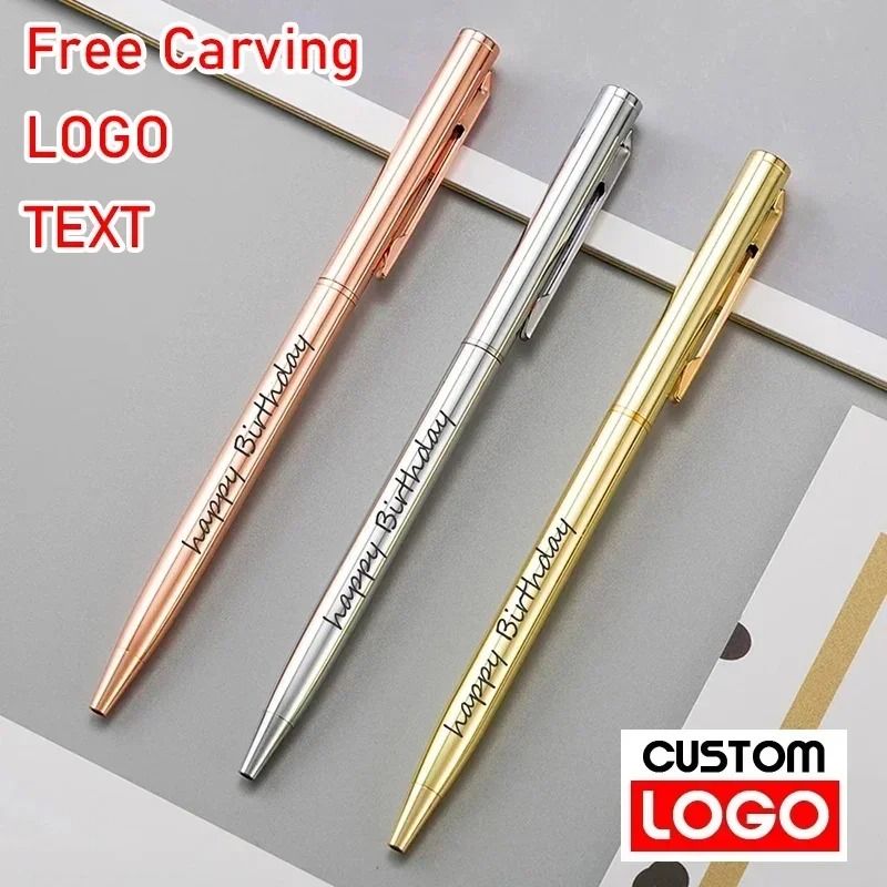 Premium Rose Gold Metal Ballpoint Pens Custom Engraved Logo & Executive Gift Set For Business red 200 Pcs Pens