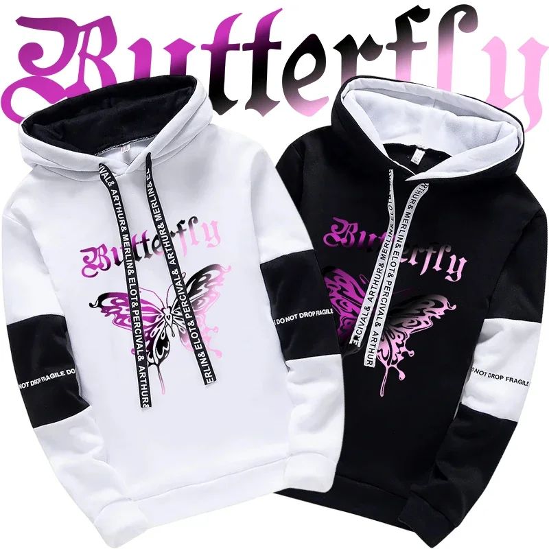 Urban Muse Oversized Y2K Hoodie Coat Korean Style Letter Print Sweatshirt white Top l(us 08 10)