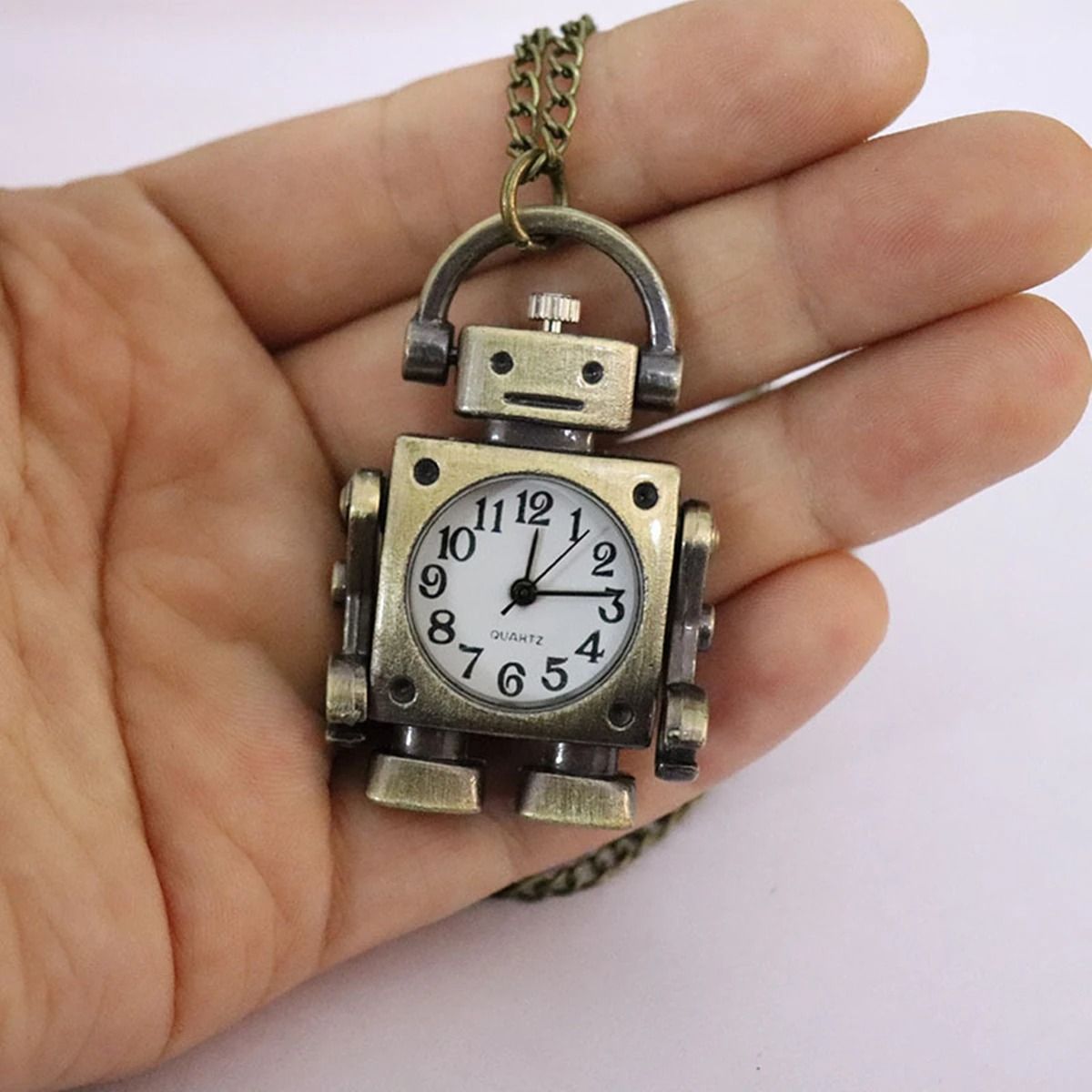 Vintage Robot Quartz Keychain Watch grey