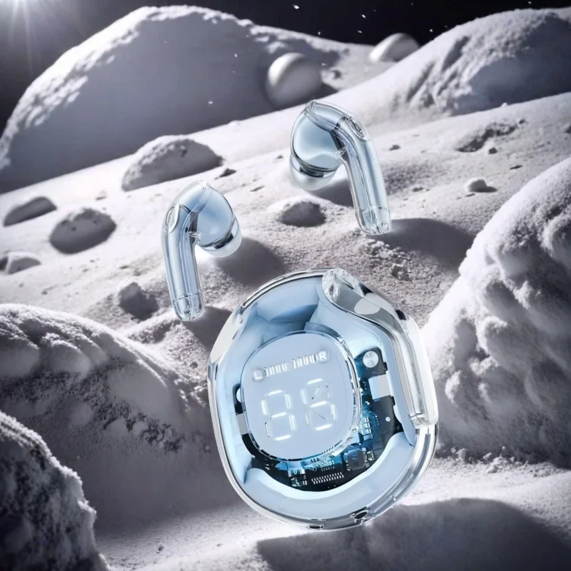 Wireless Bluetooth Headset With LED Power Display Experience Stereo Sound For Smartphones blue