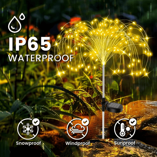 Solar Flower Fairy Lights Outdoor Waterproof Garden & Patio Firework Decor warm White 60led