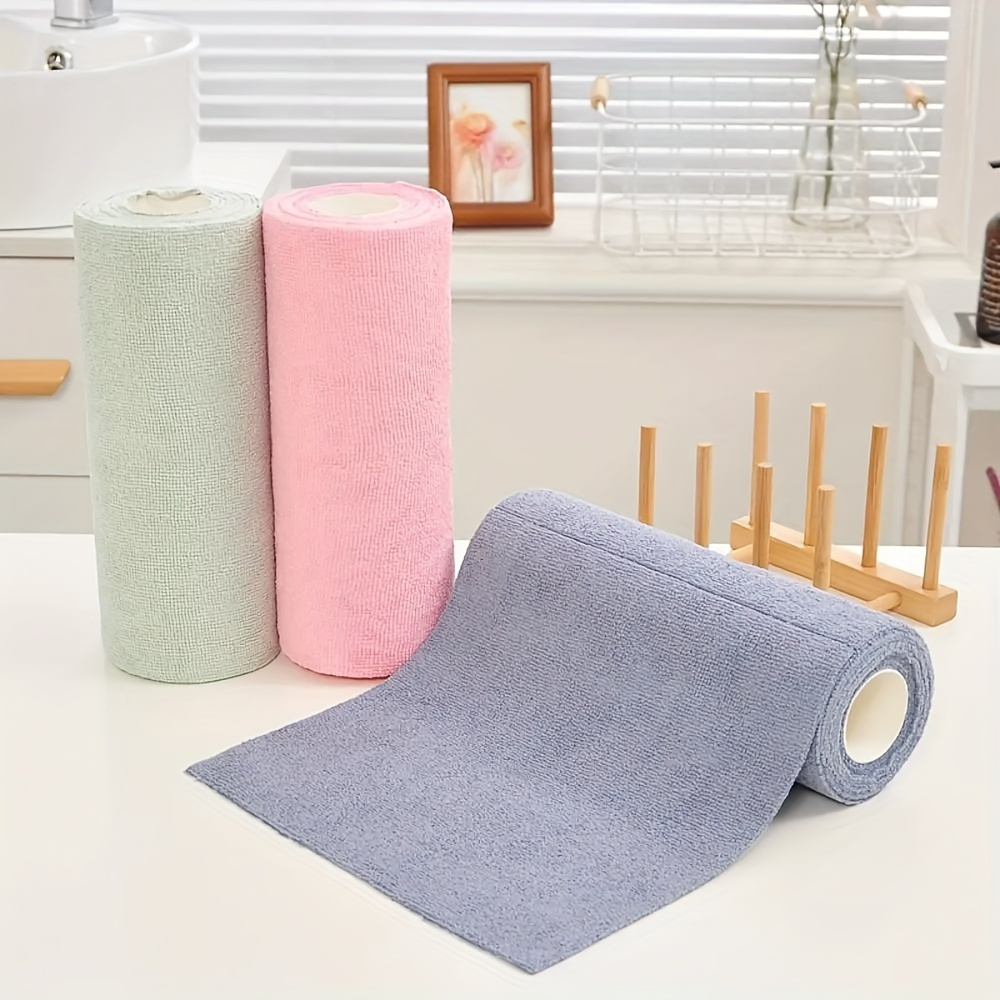 Reusable Kitchen Dish Cloth Roll Washable Cleaning Wipes, Paper Towel Alternative, Absorbent Rag For Living Room & Bed grey