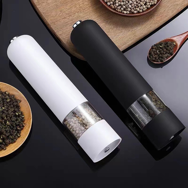 Electric Battery Salt And Pepper Grinder, Kitchen Plastic Mill, Grinder For Pepper Powder white