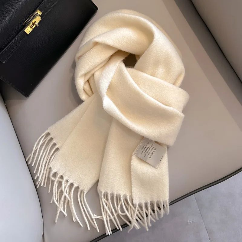 Premium 100% Wool Winter Narrow Scarf 28 Solid Colors Unisex Warm & Cold Proof Wrap 20