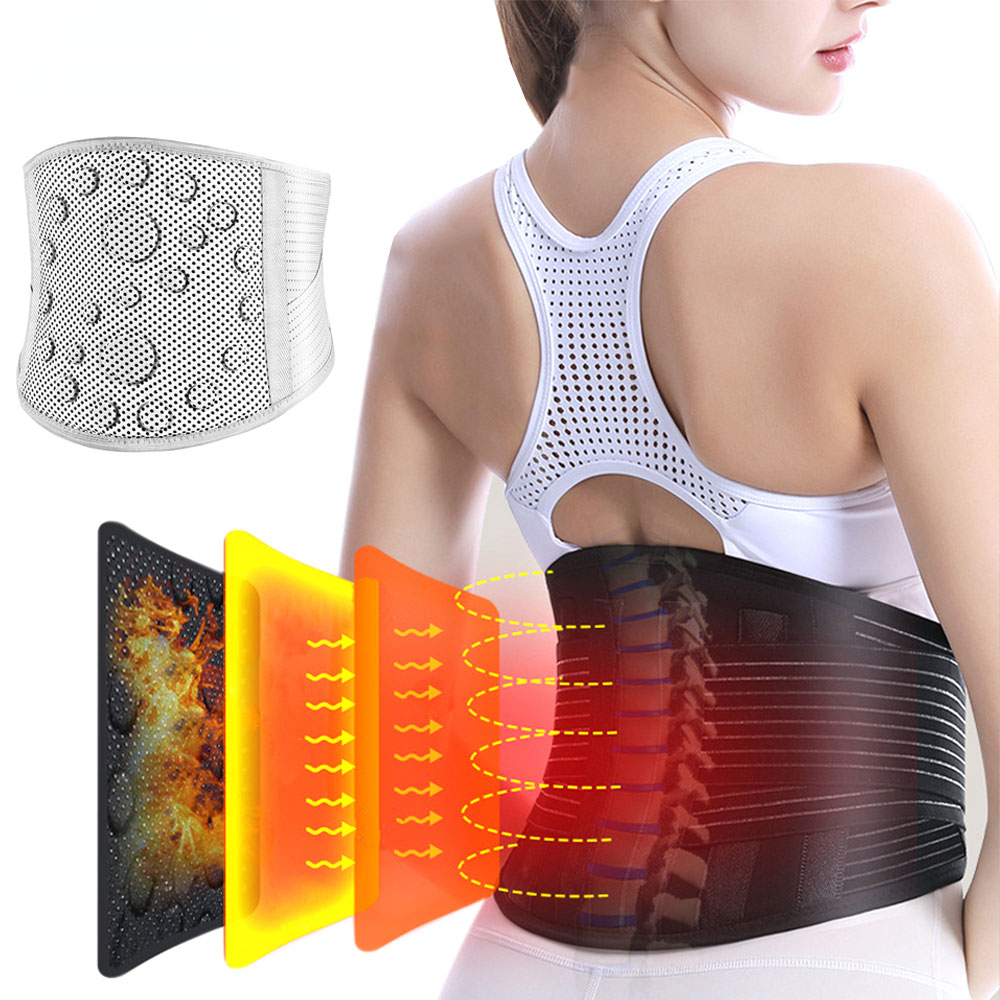 Thermal Magnetic Therapy Lower Back Support Belt, Self Heating Lumbar Magnet For Sciatica Relief black xl