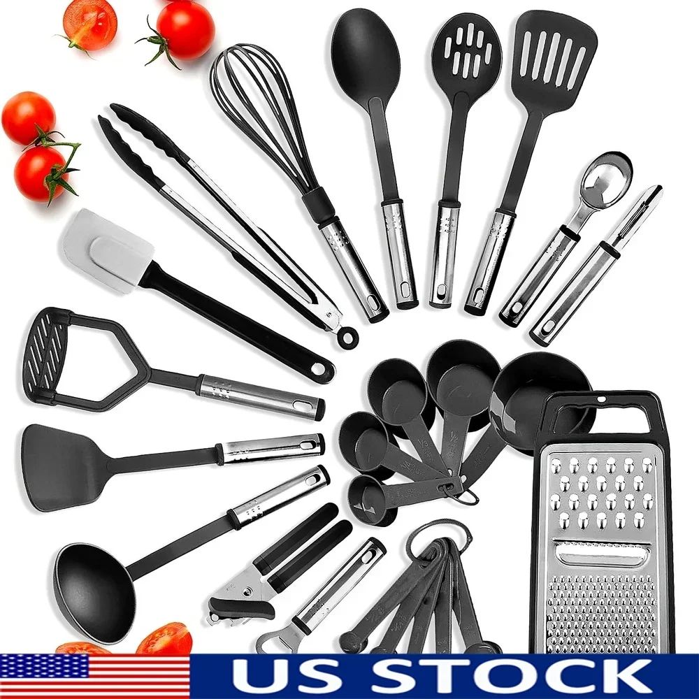 Premium 24 Piece Kitchen Utensil Set Nonstick Heat Resistant Cooking Tools With Stainless Steel Handles Premium 24 Piece Kitchen Utensil Set Nonstick Heat Resistant Cooking Tools With Stainless Steel Handles