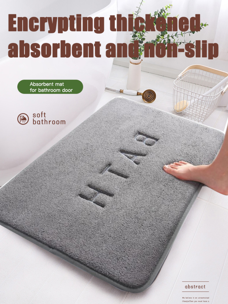 Anti Slip Faux Cashmere Memory Foam Mat Super Absorbent Coral Fleece For Kitchen, Living Room, And Bathroom brown