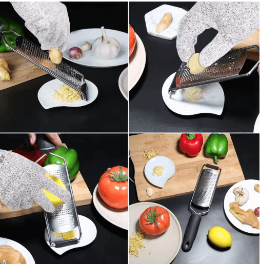 LMETJMA Stainless Steel Lemon Zester & Citrus Cheese Grater Handheld Kitchen Zester For Garlic, Ginger & Chocolate red B
