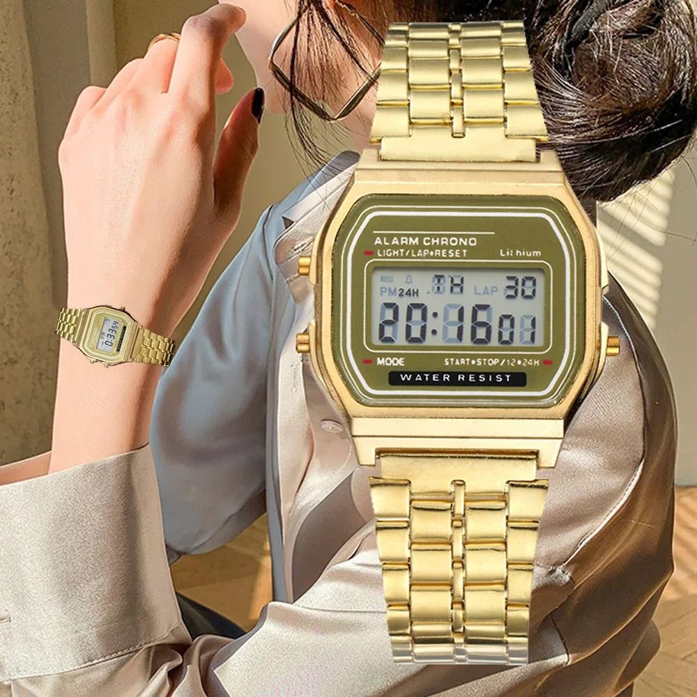 Elegant Business Digital Wristwatch gold