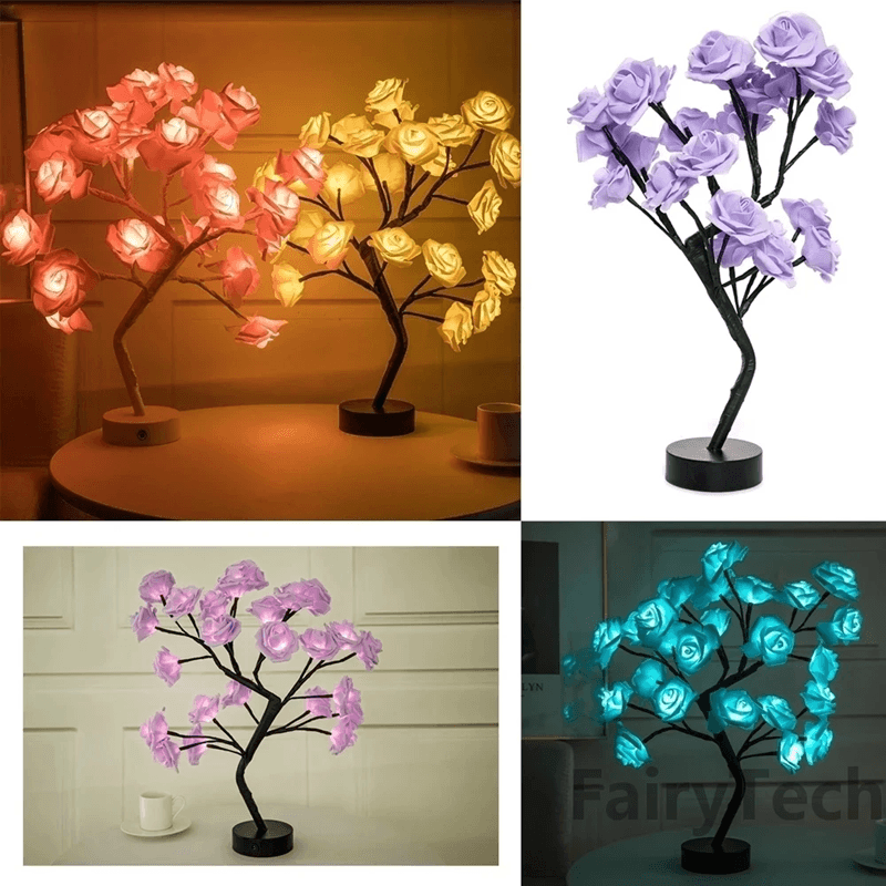USB LED Rose Flower Table Lamp Romantic Fairy Night Light sakura Flower