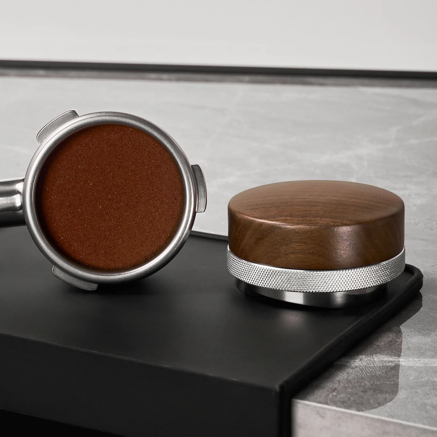 Walnut Wood Espresso Distributor Professional 3 Leaf Leveler Tool (51 53 58mm) 58 Mm