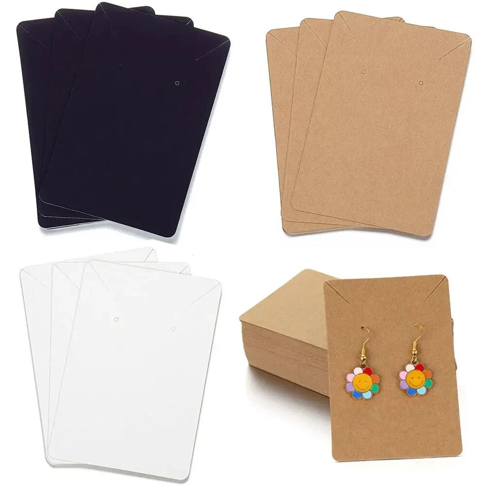 Blank Jewelry Display Cards High Performance Kraft Paper Packaging For Necklaces & Earrings (50pcs) white