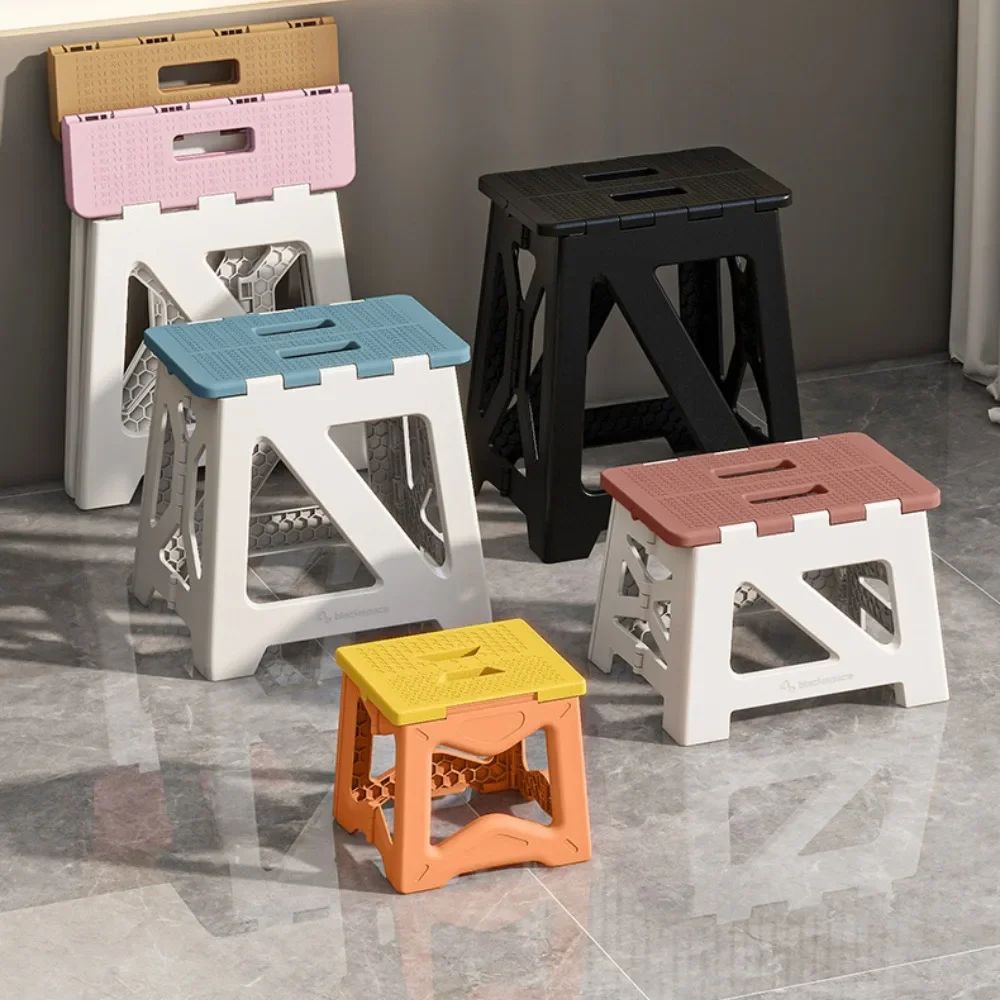 Portable Plastic Folding Stool Anti Slip Outdoor Camping & Fishing Chair s Blue