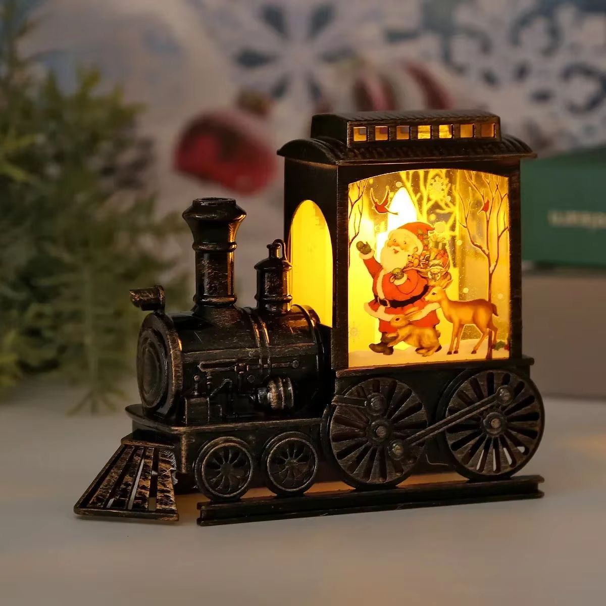 Vintage Train Night Light Battery Powered Hanging LED Lantern For Christmas Decor elk