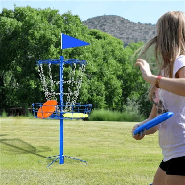 Portable Disc Golf Basket For Practice, Cross Chain Outdoor Target, Durable Trapper Blue Design Portable Disc Golf Basket For Practice, Cross Chain Outdoor Target, Durable Trapper Blue Design
