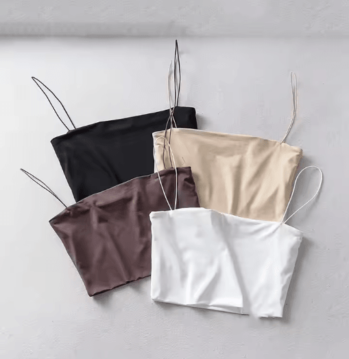 2024 Womens Elastic Cotton Crop Top Sleeveless Summer Cami brown m