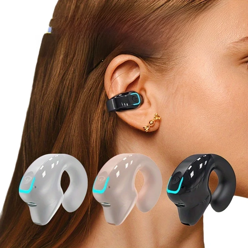 Wireless Bluetooth Headphone, Bone Conduction Earphone Clip, High Quality TWS Auriculares Sport Noise Canceling white
