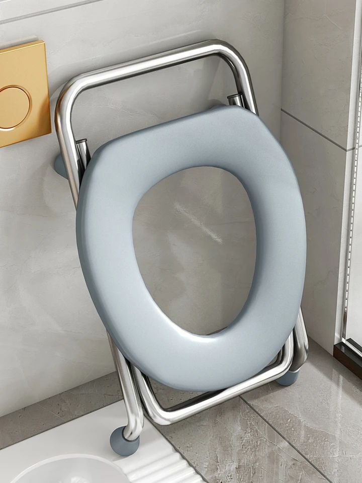 Foldable Stainless Steel Bedside Commode Chair Portable Toilet Chair For Elderly & Pregnant Women chair Height42