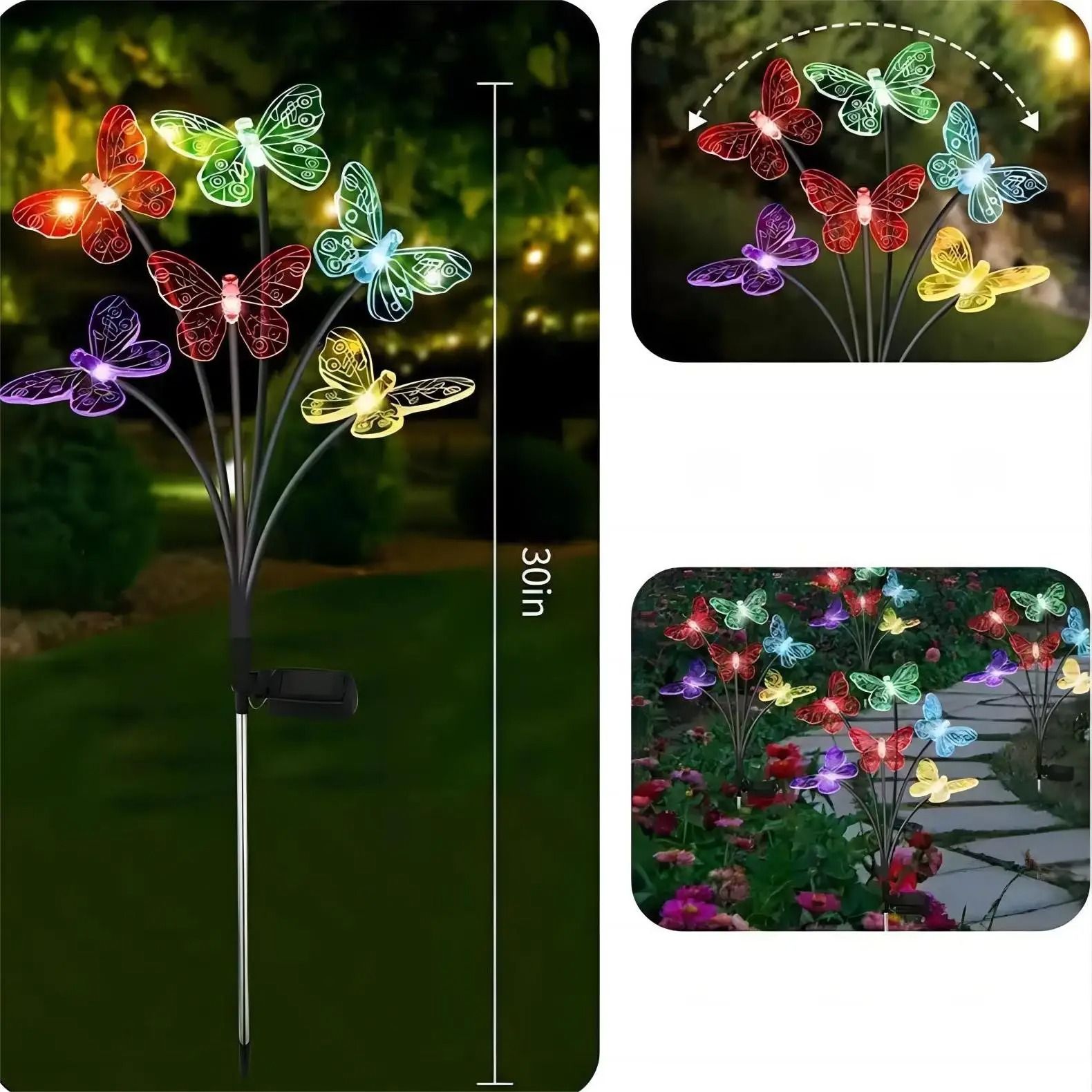 6 LED Solar Butterfly Garden Stake Lights | Waterproof Outdoor Pathway & Patio Decor 6 LED Solar Butterfly Garden Stake Lights | Waterproof Outdoor Pathway & Patio Decor