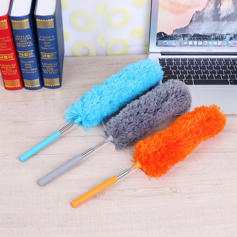 Adjustable Duster Dust Cleaner, Microfiber Feather Duster, Furniture Dust Brush, Extendable Household Cleaning Tool gray