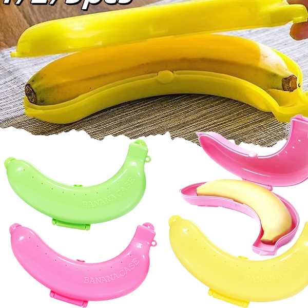 Portable Banana Save Case Box Flexible Travel Outdoor Storage Fresh Plastic Banana Shape green