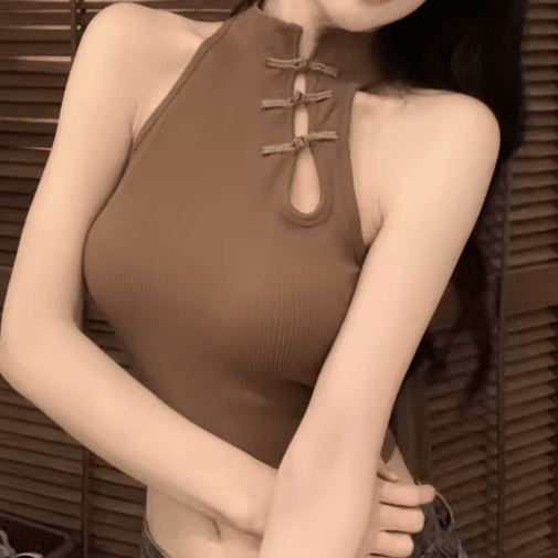 Vintage Corset Crop Top Sleeveless Button Camisole With Built In Bra a white one Size