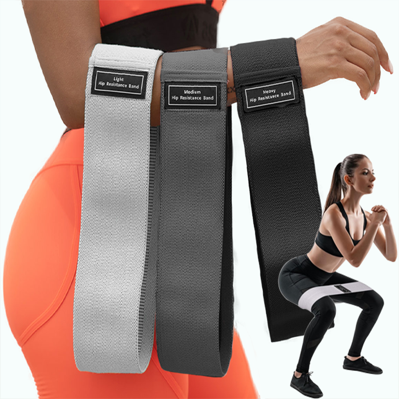 Fabric Resistance Hip Booty Bands Glute & Thigh Workout Bands For Squats, Yoga, And Fitness black