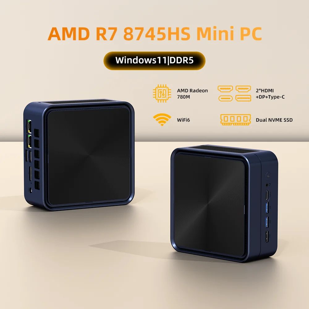 ZXIPC Ryzen Mini PC Compact Desktop With DDR5 And 4K Support zhr R7 7735hs 16g Ram 512g Ssd