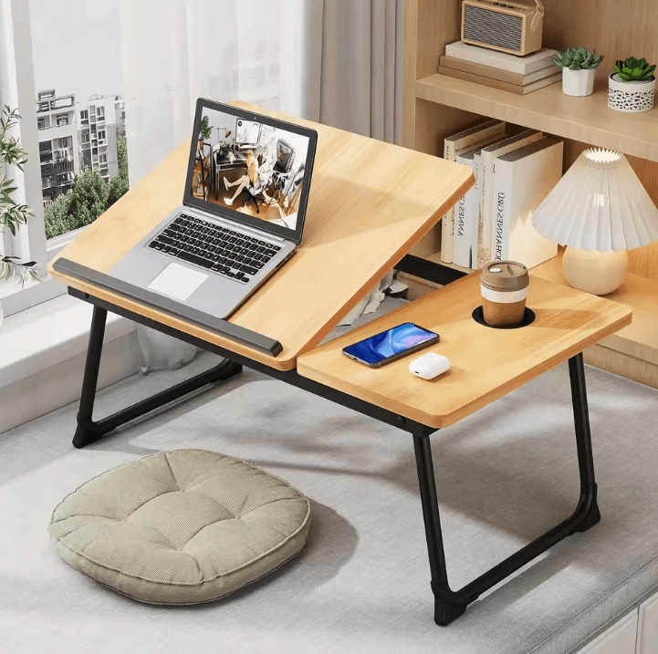 Adjustable Tray Table Portable Laptop Desk Bed Table For Dining And Study yellow