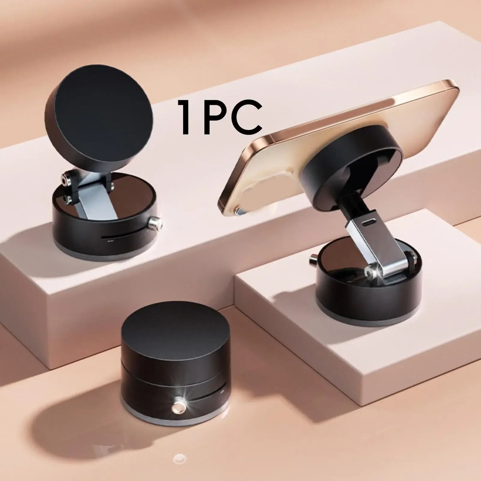 Strong Vacuum Suction Car Phone Holder 360 Adjustable Navigation Stand black