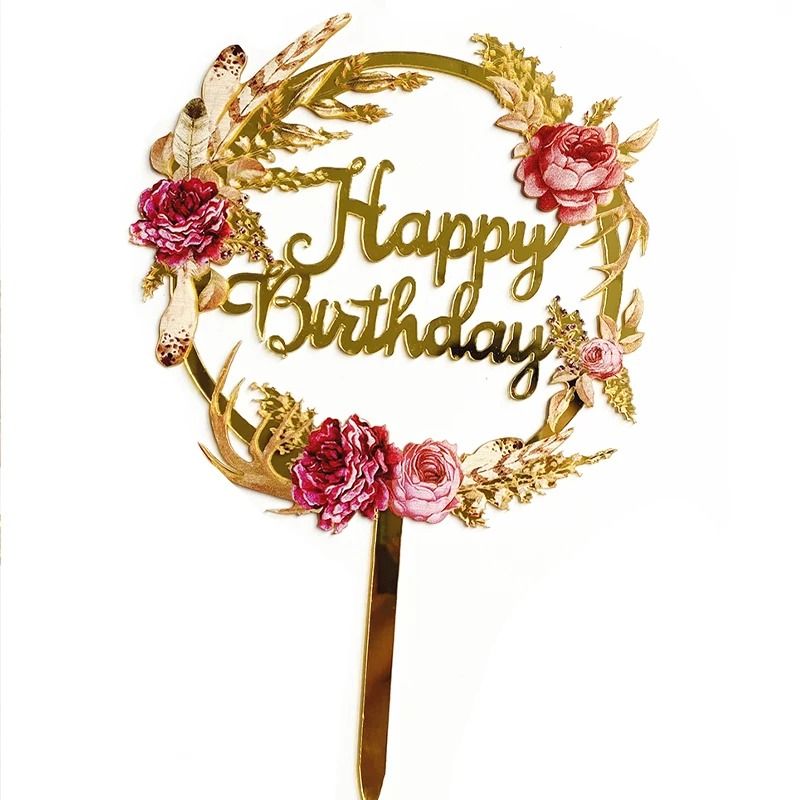 BloomWish Flower Birthday Cake Topper Happy Birthday Insert 02