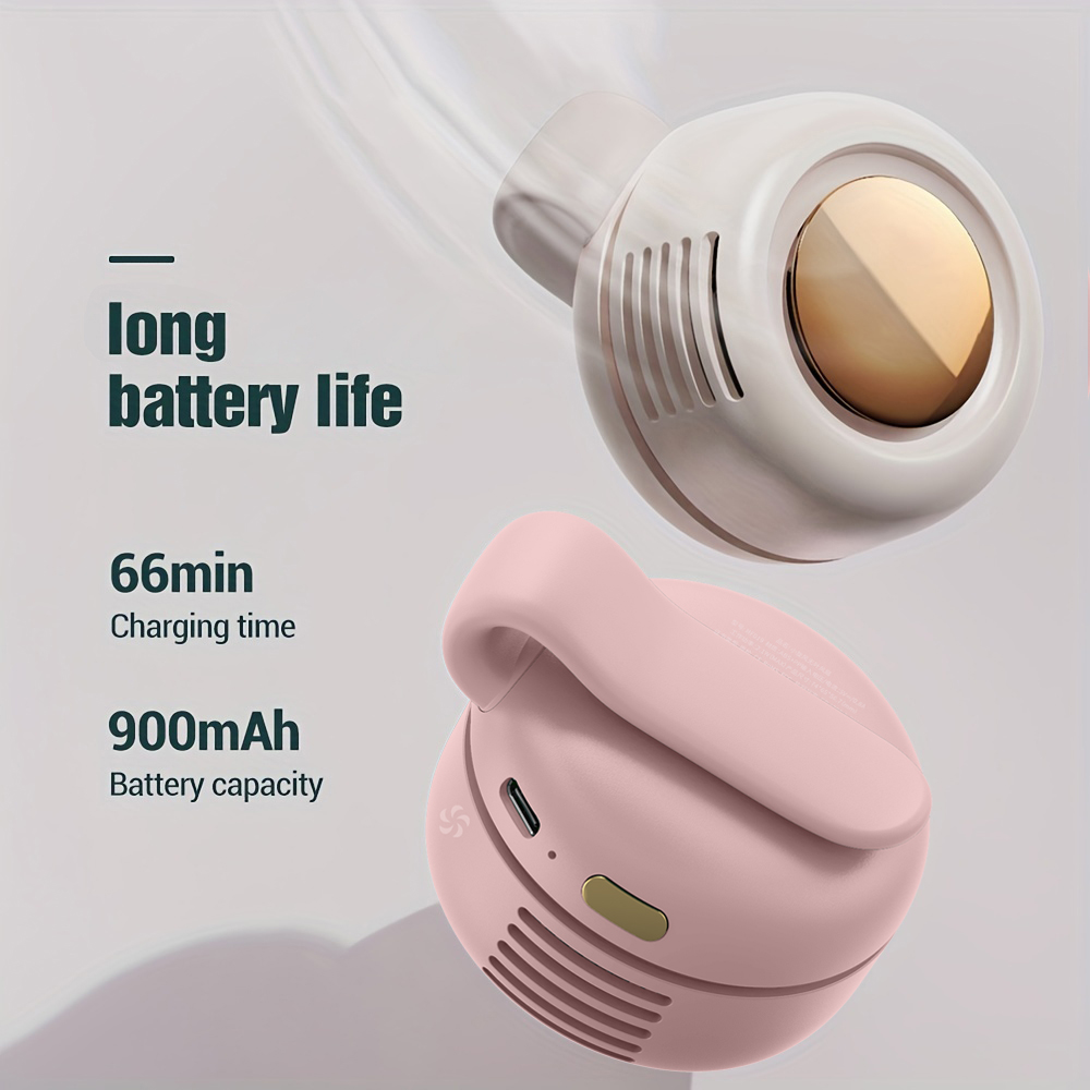 Portable Mini Whirlwind Fan, 3 Speed Snap On Charging Waist Clip, Silent Strong Wind white