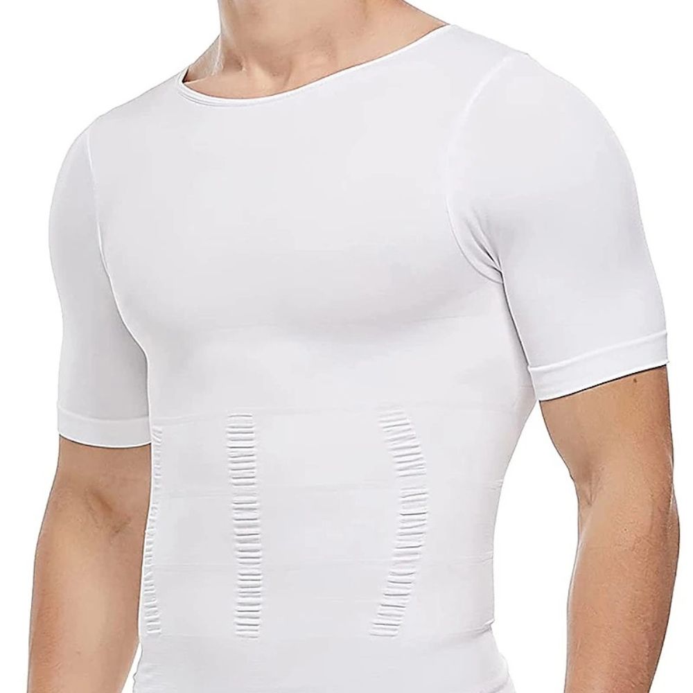 CoreFit Mens Body Shaper Vest Compression Tank Top white Sleeved xl