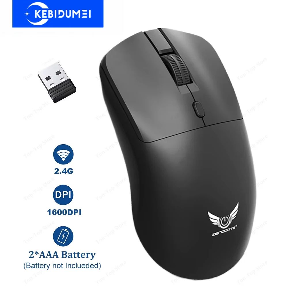 PrecisionFlow 2.4G Wireless Gaming Mouse 1600 DPI Ergonomic Optical Mouse For PC & Laptop t2 White No Battery