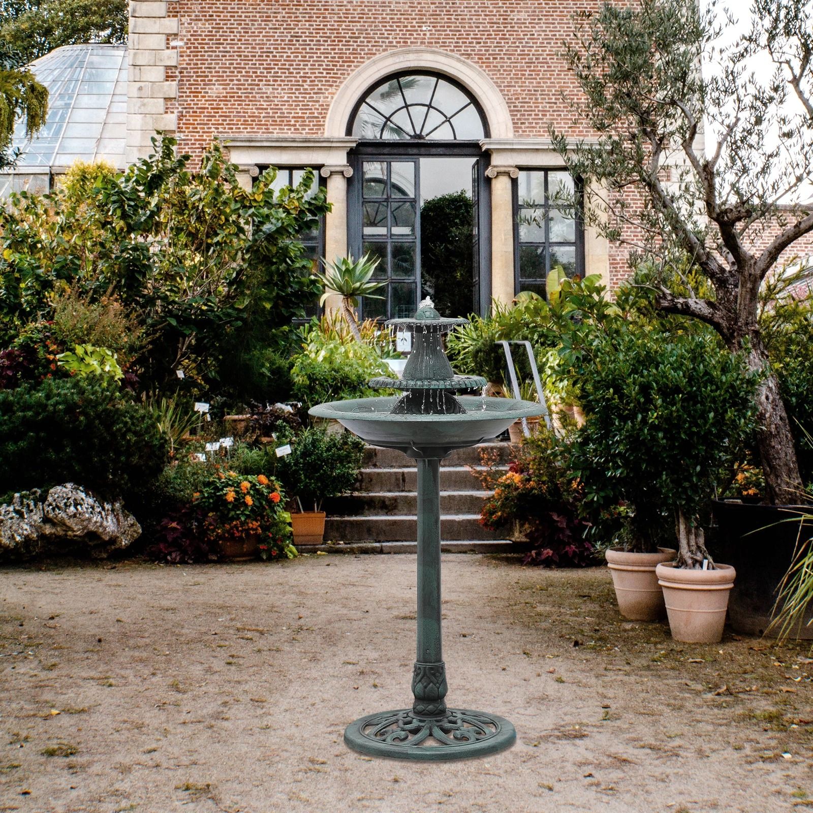 Tall Pedestal Outdoor Fountain Elegant Garden Electric Birdbath For Patio & Backyard Decor Tall Pedestal Outdoor Fountain Elegant Garden Electric Birdbath For Patio & Backyard Decor