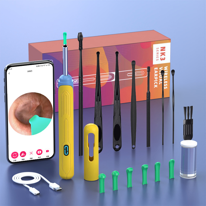 Ear Cleaner With Camera Set USB C Charging Ear Wax Removal Tool For Clear Ears set1 orange