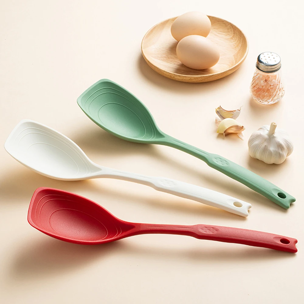 Multi use Silicone Spoon For Cooking, Comfortable Non slip Handle, Large Round Handle Mixing Spoon, Kitchen Utensil green