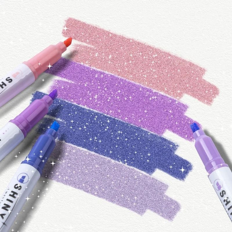 4 Color Glitter Highlighter Markers Premium Kawaii Shimmer Stationery For Students And Journaling highlighter Set C