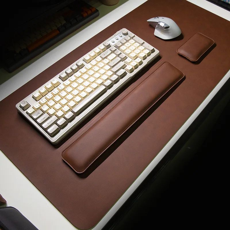 ProShield Waterproof PU Leather Desk Mat Set Large Non Slip Mouse Pad With Keyboard Mat & Wrist Rest black Set 15.7 31.5 In