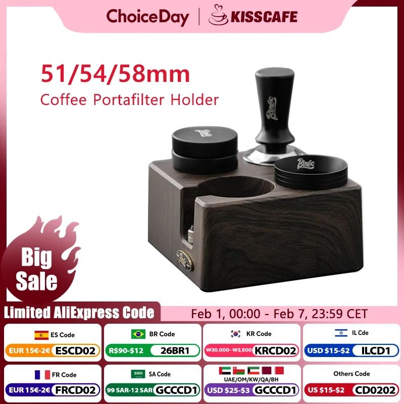 Professional Coffee Tamping Station Stand Multi Size Portafilter Holder For Breville & DeLonghi 51 Mm Flat Tamper