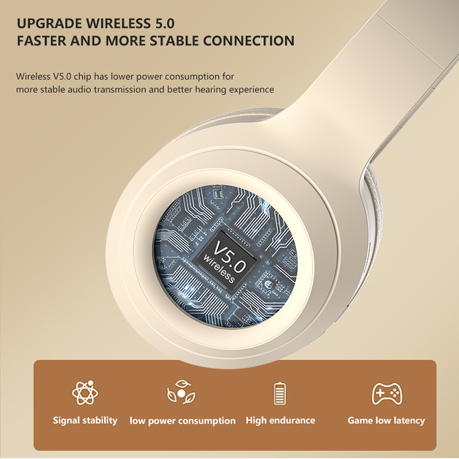 Wireless Bluetooth Over Ear Headphones HIFI Stereo Noise Canceling Sports & Gaming Earphones pink